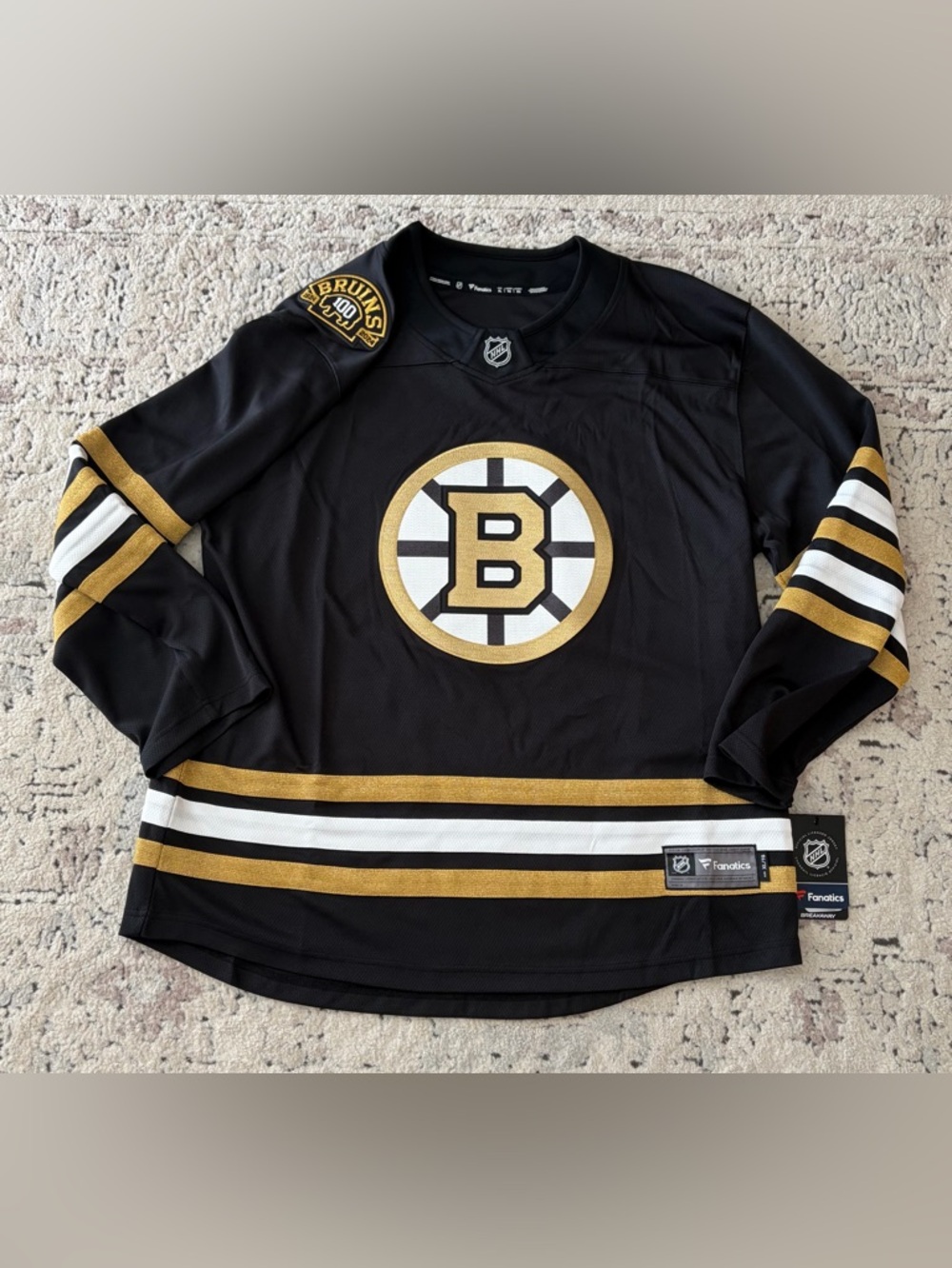 Fanatics Authentic Boston Bruins 100th Anniversary Breakaway NHL Jersey Men’s XL